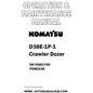 Komatsu D38E-1P-1 Crawler Dozer Operation & Maintenance Manual SN P085799-P086238 - PDF