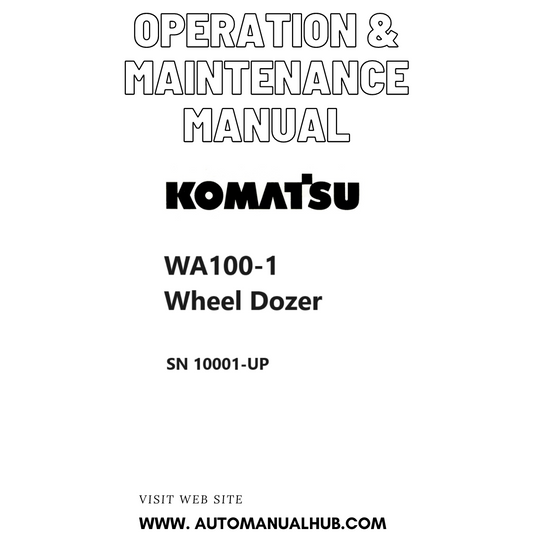 Komatsu WA100-1 Wheel Dozer Operation & Maintenance Manual SN 10001-UP PDF 
