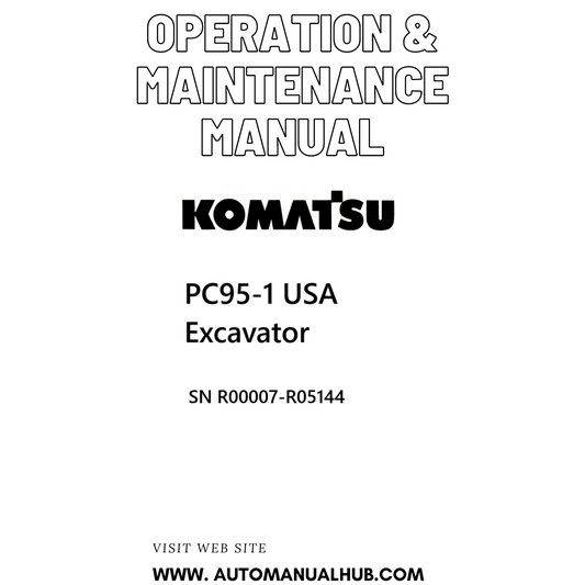 Komatsu PC95-1 USA Excavator Operation & Maintenance Manual SN R00007-R05144 PDF