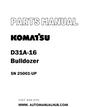 Komatsu D31A-16 Bulldozer Parts Manual SN 25001-UP - PDF