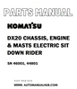 Komatsu DX20 CHASSIS, ENGINE & MASTS ELECTRIC SIT DOWN RIDER Parts Manual SN 46001, 44801 - PDF 