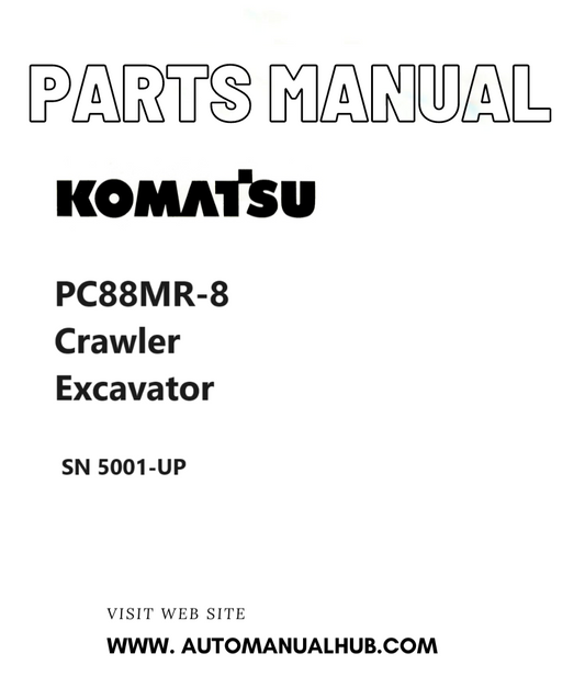 Komatsu PC88MR-8 Crawler Excavator Parts Manual SN 5001-UP PDF