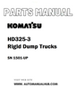 Komatsu HD325-3 Rigid Dump Trucks Parts Manual SN 1501-UP - PDF