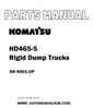 Komatsu HD465-5 Rigid Dump Trucks Parts Manual SN 4001-UP - PDF