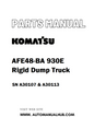 Komatsu AFE48-BA 930E Rigid Dump Truck Parts Manual SN A30107 & A30113 - PDF 