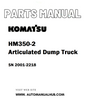 Komatsu HM350-2 Articulated Dump Truck Parts Manual SN 2001-2218 - PDF
