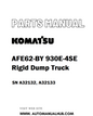 Komatsu AFE62-BY 930E-4SE Rigid Dump Truck Parts Manual SN A32132, A32133 - PDF 