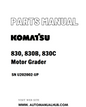 Komatsu 830, 830B, 830C Motor Grader Parts Manual w/S6D102 SN U202002-UP - PDF