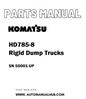 Komatsu HD785-8 Rigid Dump Trucks Parts Manual SN 50001-UP - PDF