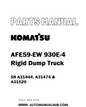Komatsu AFE59-EW 930E-4 Rigid Dump Truck Parts Manual SN A31444, A31474 & A31520 - PDF