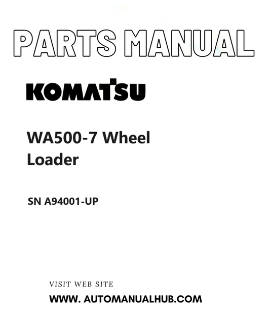 Komatsu WA500-7 Wheel Loader Parts Manual SN A94001-UP PDF