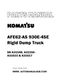 Komatsu AFE62-AS 930E-4SE Rigid Dump Truck Parts Manual SN A31548, A31550 - A31615 & A31617 - PDF 