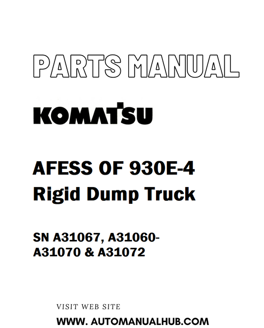 Komatsu AFESS OF 930E-4 Rigid Dump Truck Parts Manual SN A31067, A31060-A31070 & A31072 - PDF