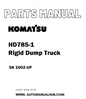 Komatsu HD785-1 Rigid Dump Truck Parts Manual SN 1002-UP - PDF 