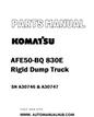 Komatsu AFE50-BQ 830E Rigid Dump Truck Parts Manual SN A30746 & A30747 - PDF 