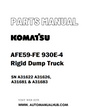Komatsu AFE59-FE 930E-4 Rigid Dump Truck Parts Manual SN A31622 A31626, A31681 & A31683 - PDF 