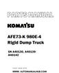 Komatsu AFE73-K 980E-4 Rigid Dump Truck Parts Manual SN A40130, A40139-A40142 - PDF 