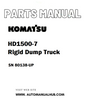 Komatsu HD1500-7 Rigid Dump Truck Parts Manual SN 80138-UP - PDF