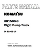 Komatsu HD1500-8 Rigid Dump Truck Parts Manual SN 81001-UP - PDF