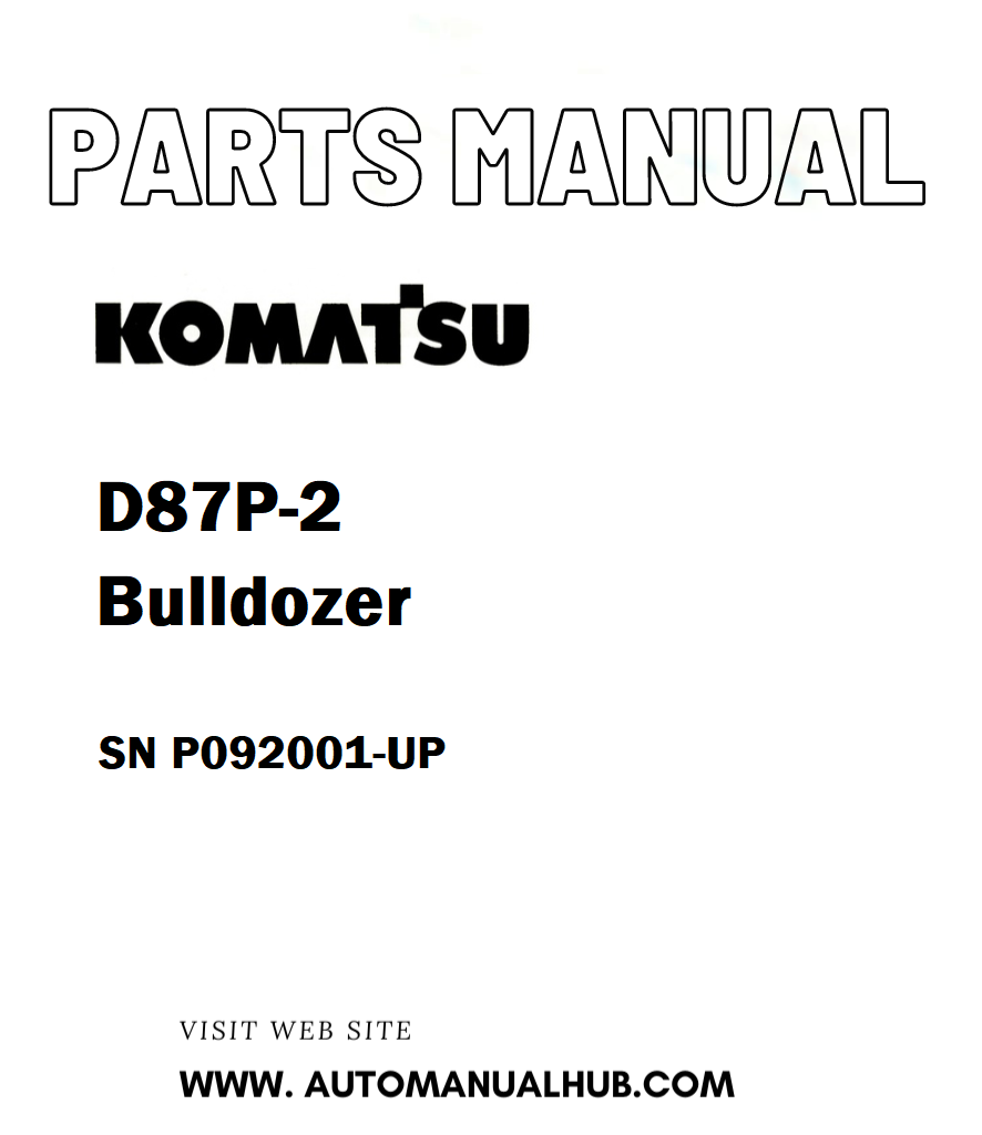 Komatsu D87P-2 Bulldozer Parts Manual SN P092001-UP - PDF