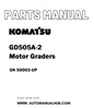 Komatsu GD505A-2 Motor Graders Parts Manual SN 50003-UP - PDF