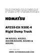 Komatsu AFE59-EH 930E-4 Rigid Dump Truck Parts Manual SN A31311, A31313, A31338-A31339, A31361 & A31391 - PDF 