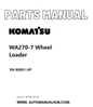 Komatsu WA270-7 Wheel Loader Parts Manual SN 80001-UP PDF