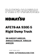 Komatsu AFE78-AA 930E-5 Rigid Dump Truck Parts Manual SN A40107-A40110, A40113-A40114, A40119-A40120 - PDF 