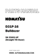 Komatsu D31P-16 Bulldozer Parts Manual SN 25001-UP (Straight Tilt Dozer) - PDF