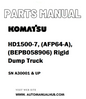 Komatsu HD1500-7, (AFP64-A), (BEPB058906) Rigid Dump Truck Parts Manual SN A30001 & UP - PDF 