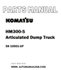 Komatsu HM300-5 Articulated Dump Truck Parts Manual SN 10001-UP - PDF