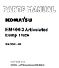 Komatsu HM400-3 Articulated Dump Truck Parts Manual SN 3001-UP - PDF