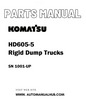 Komatsu HD605-5 Rigid Dump Trucks Parts Manual SN 1001-UP - PDF