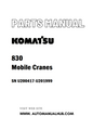 Komatsu 830 Mobile Cranes Parts Manual SN U200417-U201999 - PDF 