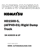 Komatsu HD1500-5, (AFP49-01) Rigid Dump Truck Parts Manual SN A30039 & UP - PDF 