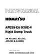 Komatsu AFE59-EA 930E-4 Rigid Dump Truck Parts Manual SN A31249, A31251, A31253 & A31286 - PDF 