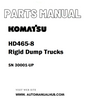 Komatsu HD465-8 Rigid Dump Trucks Parts Manual SN 30001-UP - PDF