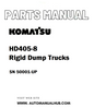 Komatsu HD405-8 Rigid Dump Trucks Parts Manual SN 50001-UP - PDF