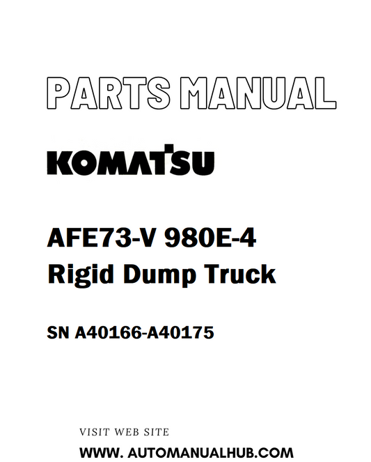 Komatsu AFE73-V 980E-4 Rigid Dump Truck Parts Manual SN A40166-A40175 - PDF