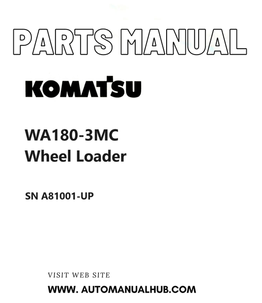 Komatsu WA180-3MC Wheel Loader Parts Manual SN A81001-UP PDF