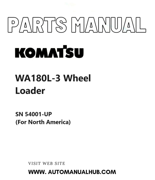Komatsu WA180L-3 Wheel Loader Parts Manual SN 54001-UP (For North America) PDF