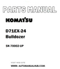Komatsu D71EX-24 Bulldozer Parts Manual SN 70002-UP - PDF