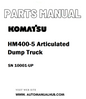Komatsu HM400-5 Articulated Dump Truck Parts Manual SN 10001-UP - PDF