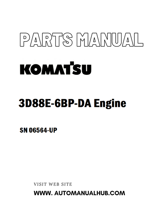 Komatsu 3D88E-6BP-DA Engine Parts Manual SN 06564-UP - PDF