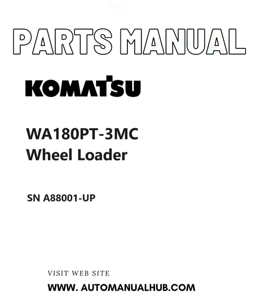 Komatsu WA180PT-3MC Wheel Loader Parts Manual SN A88001-UP PDF