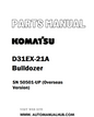Komatsu D31EX-21A Bulldozer Parts Manual SN 50501-UP (Overseas Version) - PDF