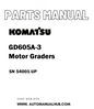 Komatsu GD605A-3 Motor Graders Parts Manual SN 54001-UP - PDF