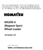 Komatsu WA200-6 (Bagasse Spec) Wheel Loader Parts Manual SN B20001-UP PDF