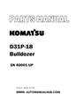 Komatsu D31P-18 Bulldozer Parts Manual SN 40001-UP - PDF