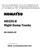 Komatsu HD325-8 Rigid Dump Trucks Parts Manual SN 50001-UP - PDF